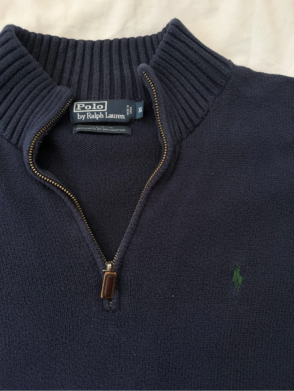 Ralph Lauren Navy Quarter-Zip Knit Pullover